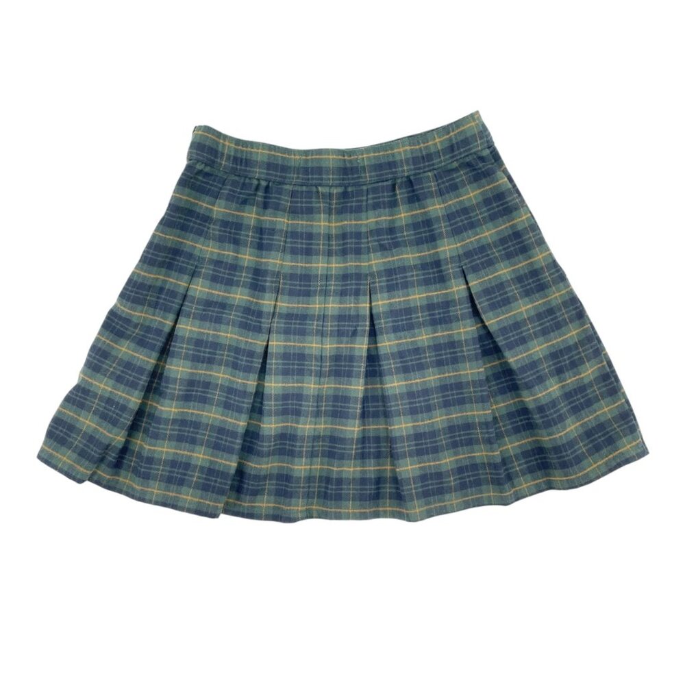 Hollister Green Plaid School Girl Mini Skirt Womens Size Small Ultra High Rise - Picture 2 of 5
